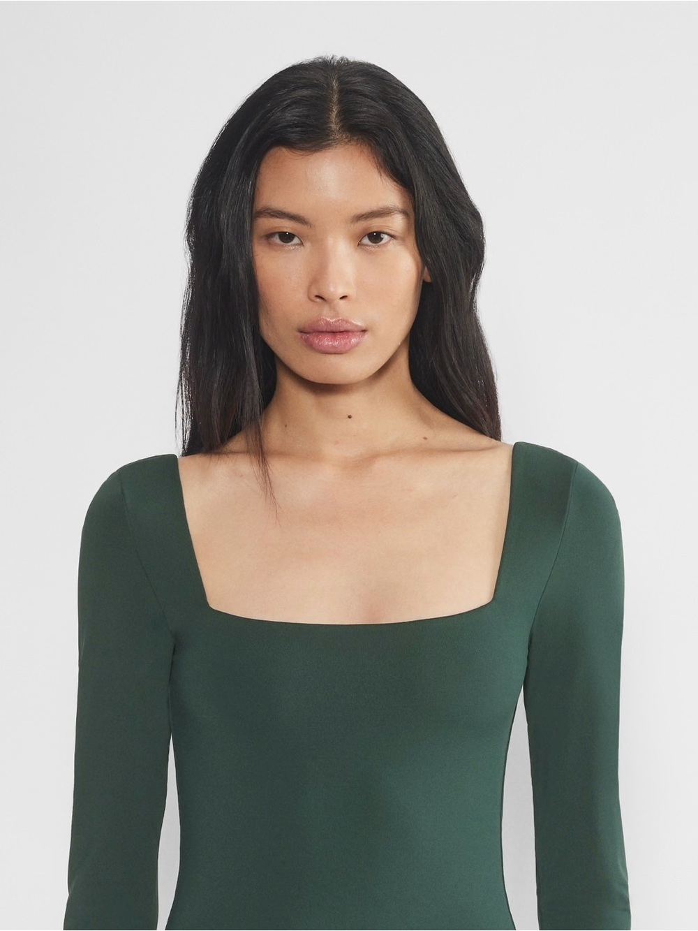 Aritzia Forest Green Square-Neck Crop Top